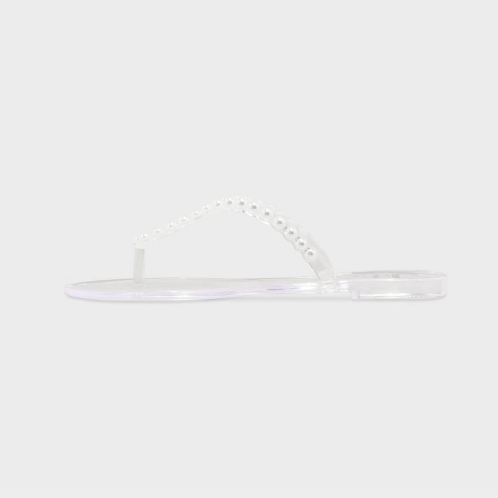 Shade & Shore Women's Clear Sandals with Pearl Details - Picture 3 of 3